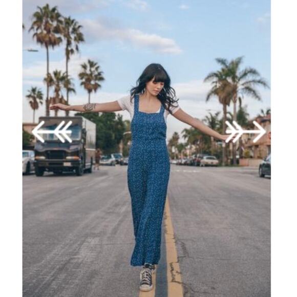 Rolla's Blue White Polka Dot Starry Night Jumpsuit Criss Cross Back NWT Medium - Picture 1 of 15
